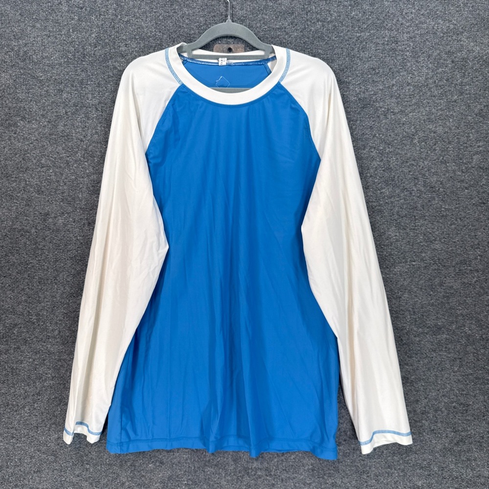 Cabana Life Rash Guard Womens XXL Blue Raglan Long Sleeve Swim Sun Shirt Beach